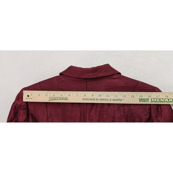 Trevan Women's Blazer Jacket Size 12 Maroon Red Crinkle Texutred Evening - Picture 16 of 16